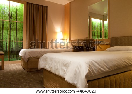 hotel room interior. a modern luxury hotel room