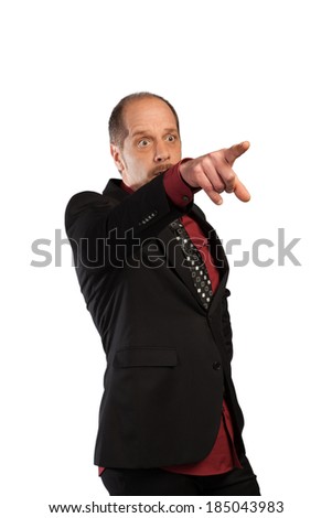 A Manager is pointing to the right way on a white background.