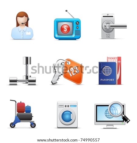 hotel icon set. stock vector : Hotel business icon set