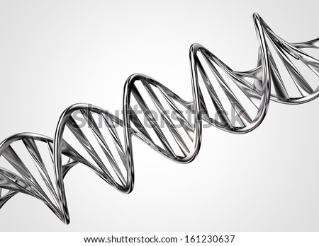 3D model of twisted chrome metal DNA chain 3D model of twisted chrome metal DNA chain