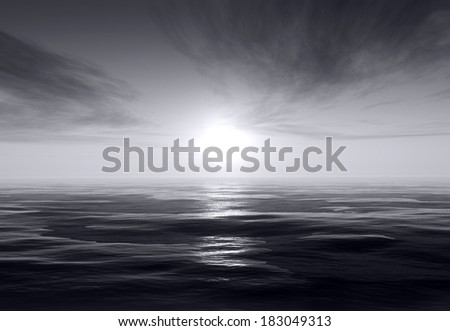 Dark ocean scene with moon light