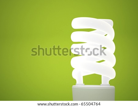 Danger Energy Saving Bulbs on Energy Saving Light Bulb On Green Background Stock Photo 65504764