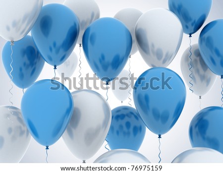 Blue and white party balloons background