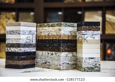 Kitchen countertops, samples, colors, granite, marble, quartz