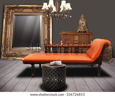 vintage furniture decorated in living-room