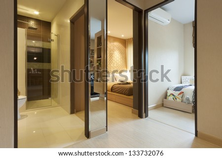 room in condominium set for two bedroom.