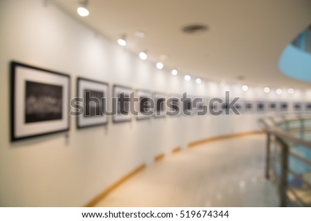 People Watching Photograph or Image in Art Gallery Museum, Abstract Blur or Defocus Background