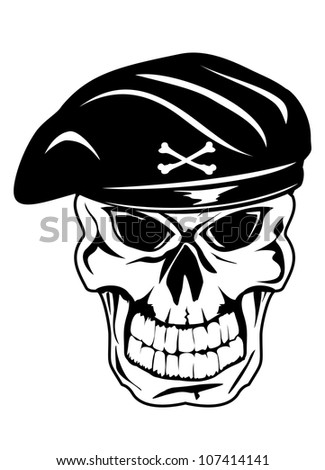 skull wearing beret