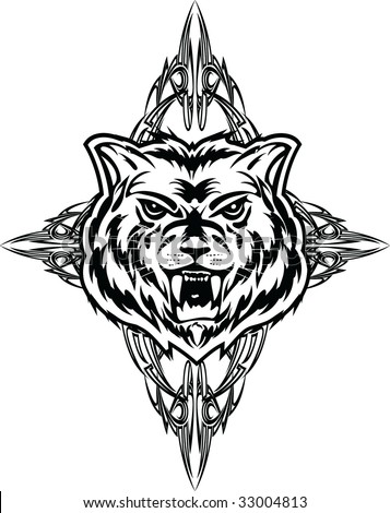 tribal wolf tattoo. stock vector : wolf tattoo
