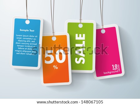 Four Colored Price Stickers On The Grey Background. Eps 10 Vector File