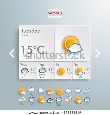 Template weather design on the grey background. Eps 10 vector file.