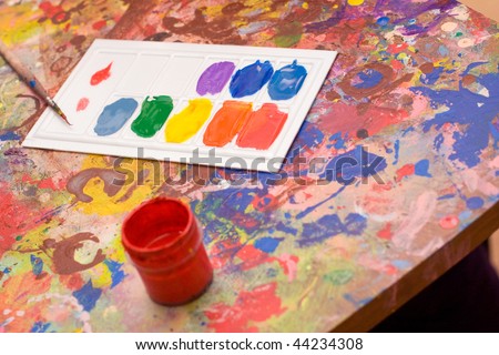 art paint brushes & palette