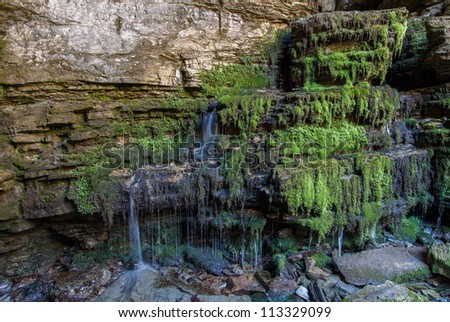 Mountain waterfall - Waterfall in a cave - Nature background
