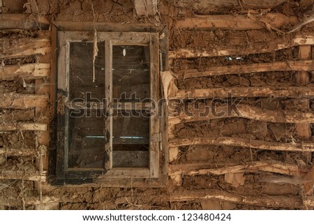 Old ruins interior - window of a mud house