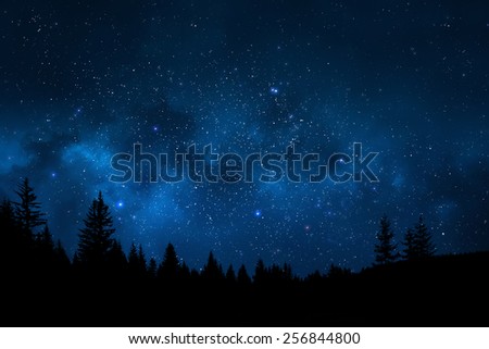 Night sky mountain landscape