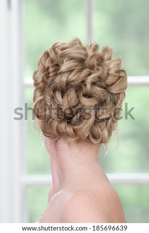 Back View of a Blonde Woman\'s Knotted Hair Bun