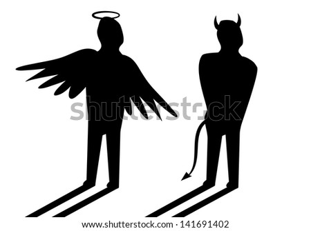 Vector Illustration Of Angel And Devil - 141691402 : Shutterstock