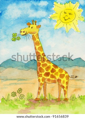 giraffe watercolour