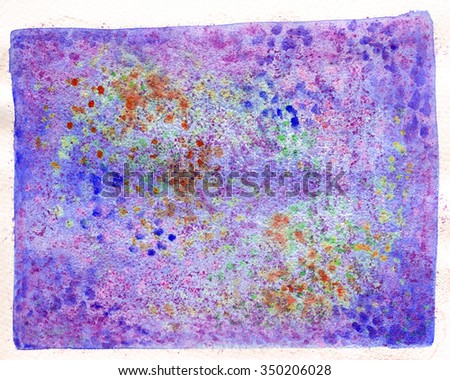 Abstract blue hand painted watercolor background pattern in red