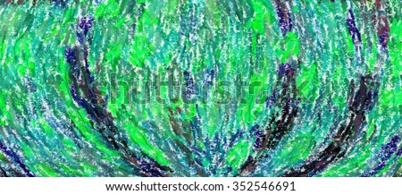 Oil pastel abstract stroke hand drawn bright colorful green background pattern