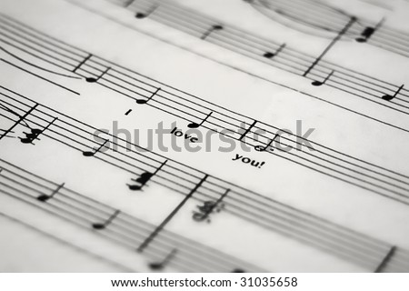 a sheet of music with the lyric I love you