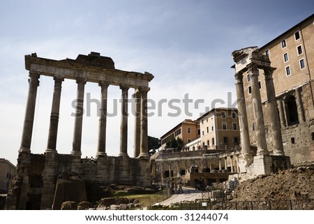 The Roman Forum (Latin: Forum Romanum) in Rome, Italy