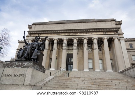 Low Memorial Library at Columbia University with the statue of Alma Mater, New York City