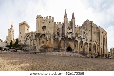Palais des Papes (French Palais des papes d\'Avignon.) - A monument of history and architecture in Avignon, France. The UNESCO World Heritage Site and one of the largest palaces in Europe