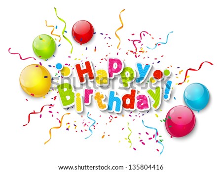 Birthday card with color balloons Birthday card with color balloons