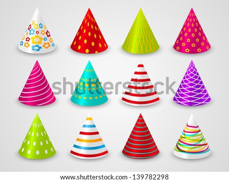 Set of party paper hats Set of party paper hats
