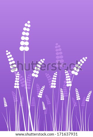 Flowers silhouettes on purple background