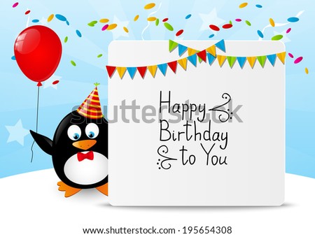 Funny penguin with Birthday banner Funny penguin with Birthday banner