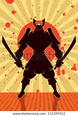Shadow Samurai Cartoon illustration of samurai warrior No transparency and gradients used Shadow Samurai Cartoon illustration of samurai warrior No transparency and gradients used