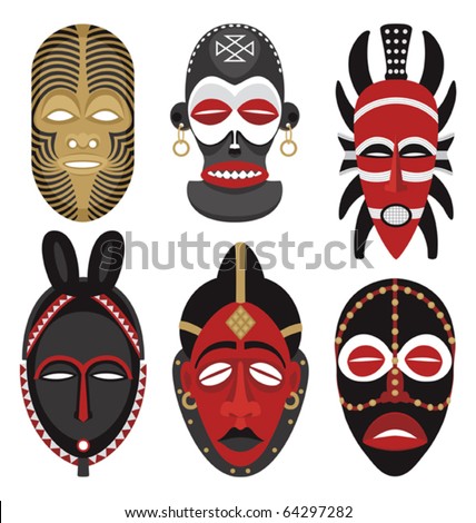 african masks for children. stock vector : African Masks