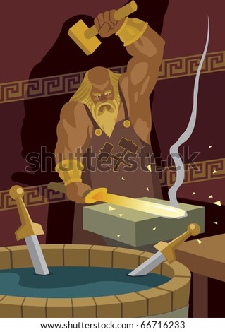 Olimpo Art Stock-vector-hephaestus-the-smith-god-hephaestus-vulcan-forging-a-sword-for-the-hero-achilles-no-66716233