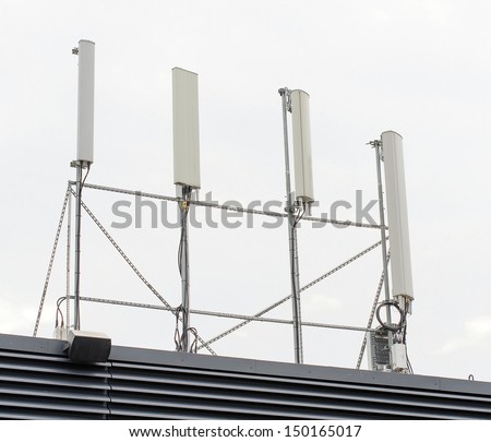 Four cellular towers on the roof