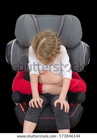 Child safety seat concept. Isolated on black.