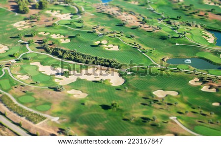 Golf course. View from the plane.