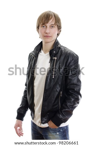 t shirt and leather jacket