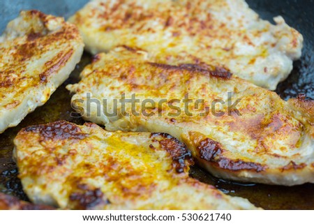 Close up of golden brown roasted Steaks