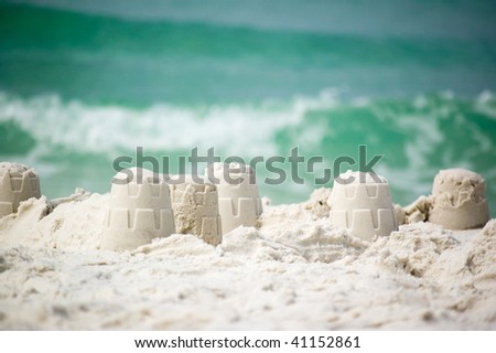 Sandcastle on the coast of ocean