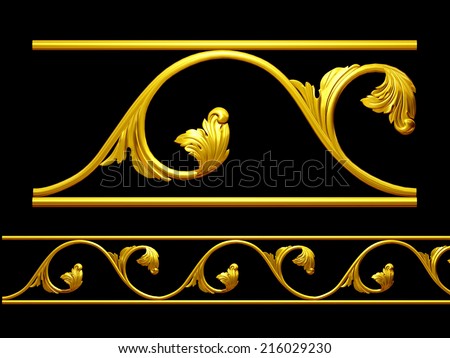 golden ornamental element for a frieze or frame