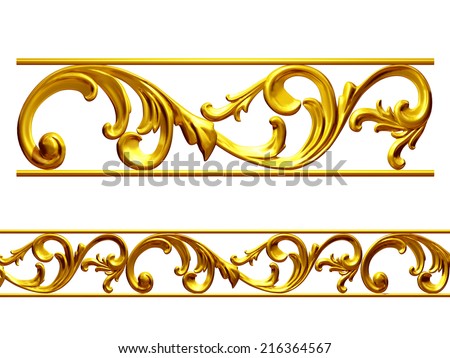 golden ornament, element to create a frieze or frame