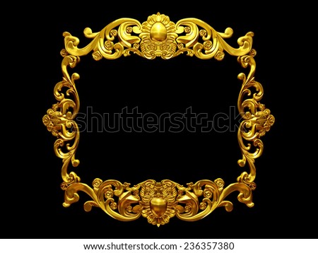 golden frame with organic ornaments in gold for pictures or mirror