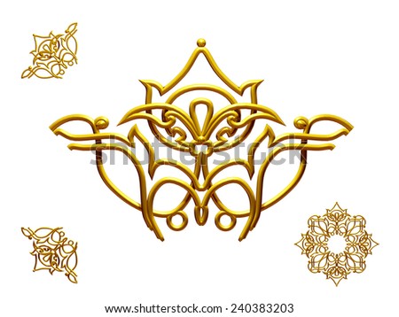 gold colored ornamental segment for a circle or a corner. This ninety degree angle complements my items for a frieze or frame.