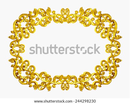 golden frame with organic ornaments in gold for pictures or mirror
