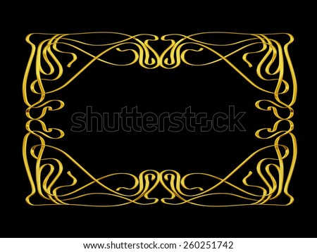 golden ornamental frame, Art nouveau style