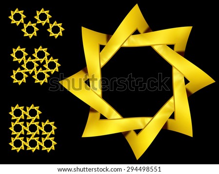 golden Star element for single use or endless ornamental Structures