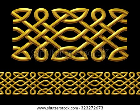 golden ornamental segment for frieze or border