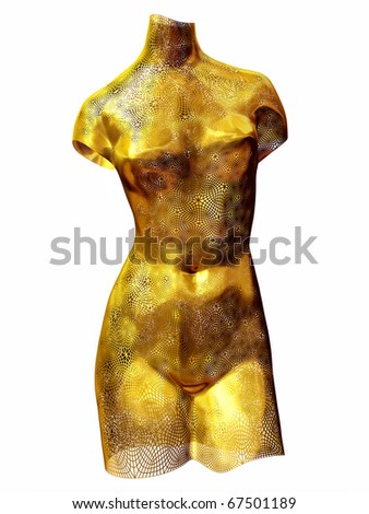 female Torso with ornamental net structure in gold
